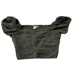 Aeropostale Eyelet Ruched Off-The-Shoulder Crop Top XS